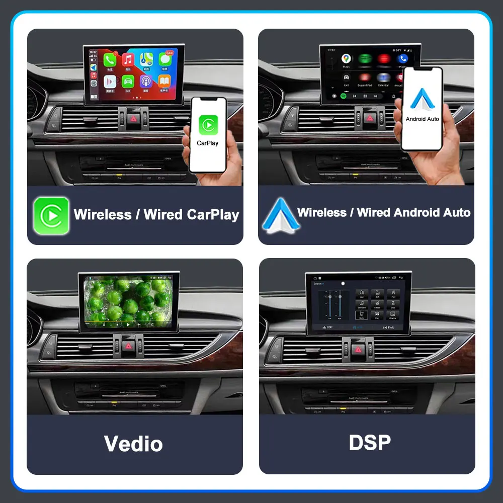 Android 14 Carplay Auto Multimedia Player Für Audi A6 C7 A7 2012 ~ 2018 Touchscreen 4G Musik stereo GPS Navi 8GB 128GB Auto Radio