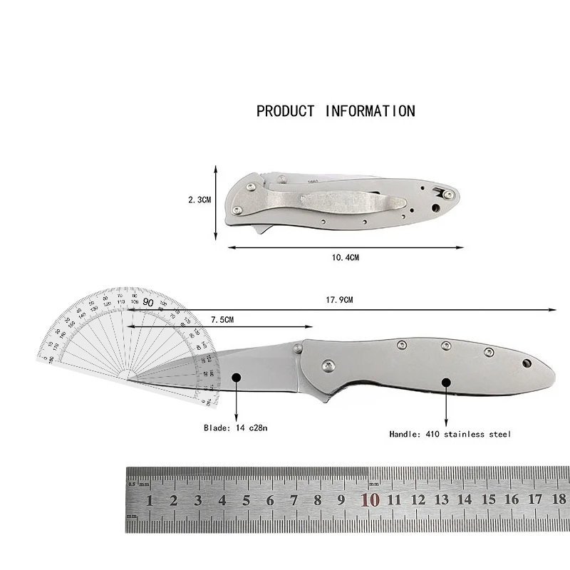 KS 1660 سكين جيب 14C28N شفرة 410 مقبض من الفولاذ المقاوم للصدأ في الهواء الطلق التخييم بقاء EDC الهروب أداة سكين متعدد الوظائف #2