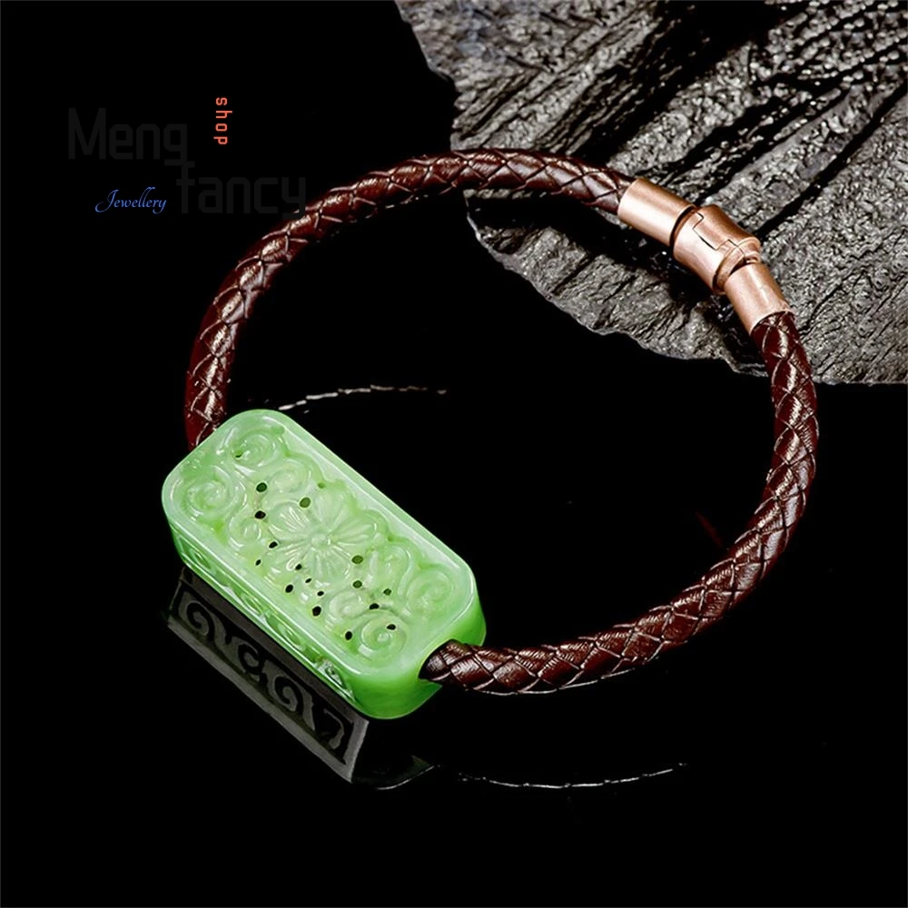 Genuine Natural Old Material Hetian Jade Jasper Hand Plate Plum Blossom String High-grade Gift Ancient Style Luxury Fine Jewelry