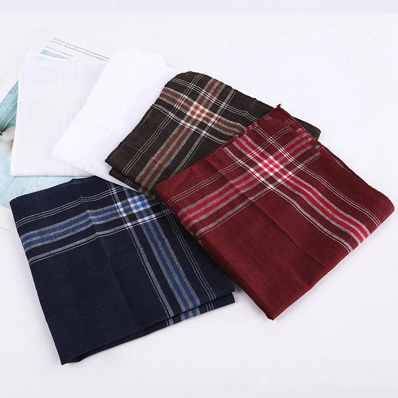 12Pcs Polyester Cotton Plaid Pocket Square Handkerchief Vintage Business Suit Hanky Breast Towel Scarf Accessories Random Color