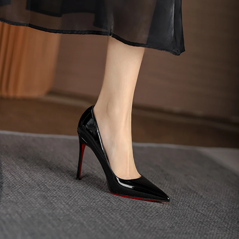 shoes woman 2024 trend luxury Shoes for Women Leather pointed toe Pumps Red Bottoms Shiny Elegant Prom High Heels Party Shoes