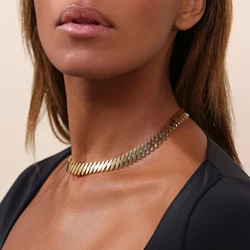 European Women Geometric Link Chain Gold Color Metal Eye Shape High Polish Bracelet Necklace Fashion Jewelry Set