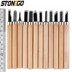 STONEGO Woodworking Hand Chisel Set, 3/6/12PCS, Wood Carving Tool for Woodworkers, Gouges Included