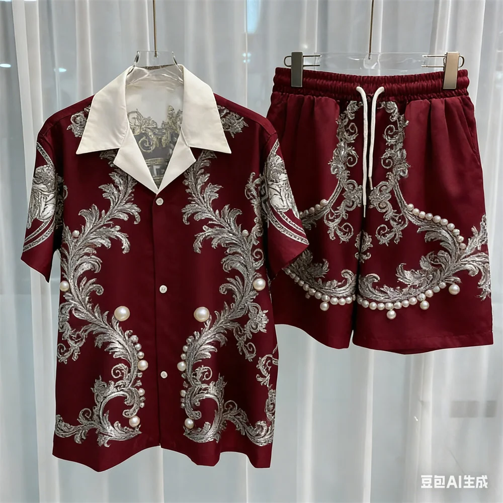 ثلاثية الأبعاد الرجال مجموعة الترفيه قطعتين مجموعة تي شيرتات قصيرة للأطفال عالية الجودة الصيف هاواي قميص مجموعة للجنسين قميص مجموعة المنزل منامة ملابس رجالي y2k #3