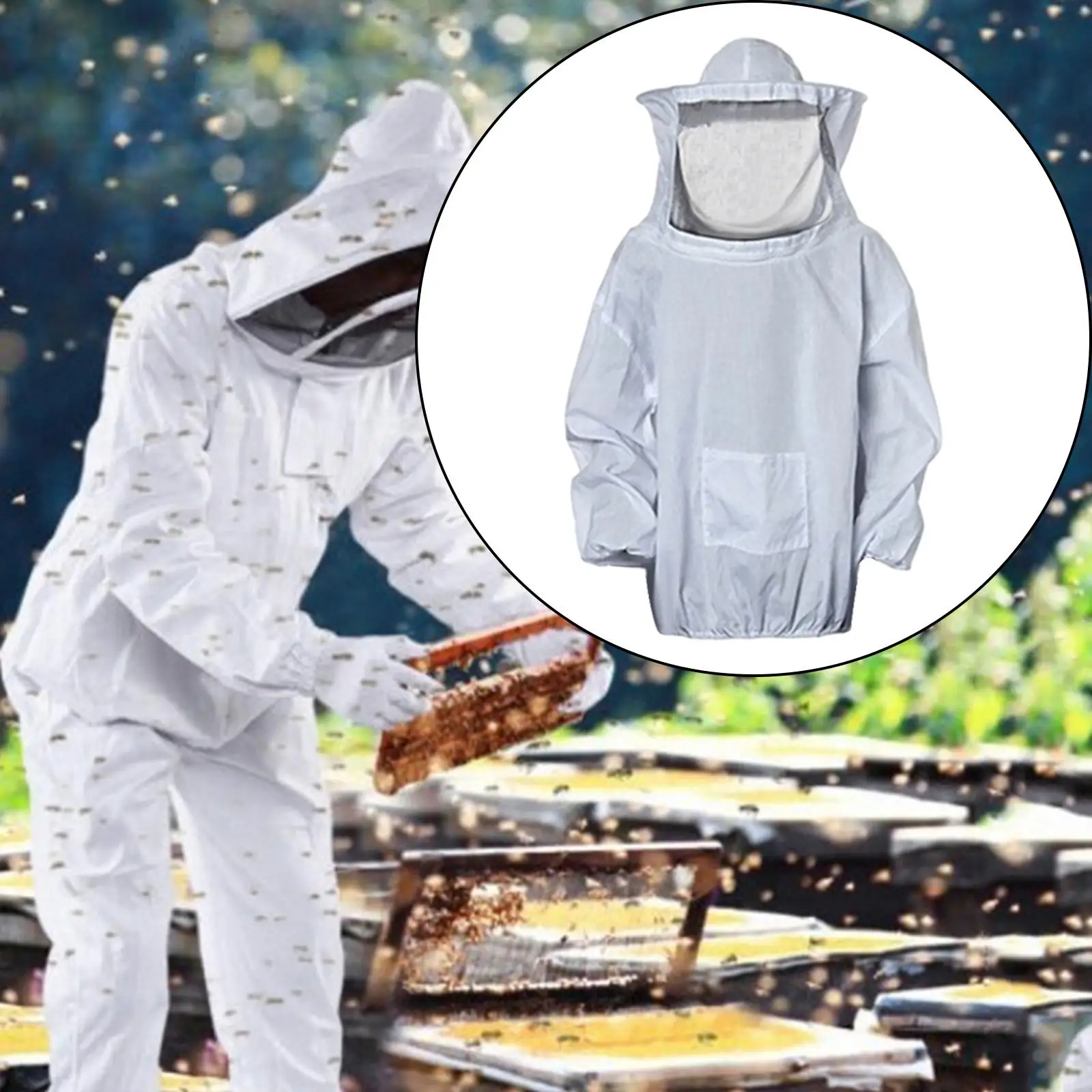 Beekeeper Suit Professional Beekeeper Equipment Sturdy with Hood Bee Outfit for Backyard Bee Keeper Apiarist Beginners