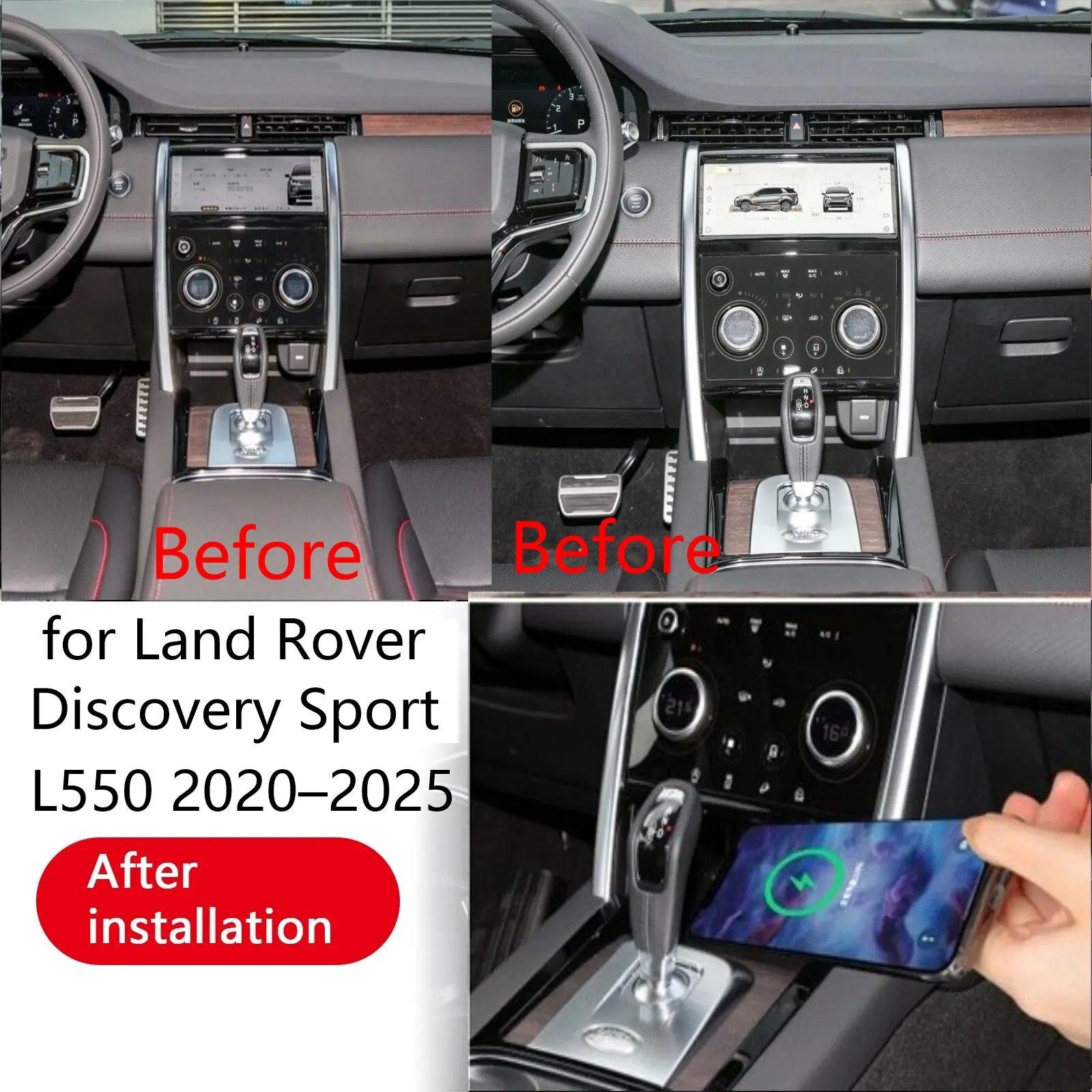 Carregador de Telefone para Console Central de Carro para Land Rover Discovery Sport 2020-2025, Carregador Sem Fio Rápido, Placa de Carregamento, Supo