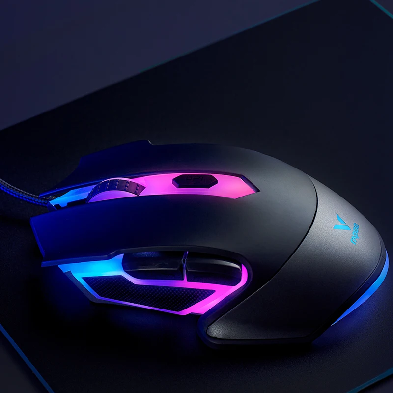 RapooV302C RGB Backlit Game Mouse Light wired  LOL Special Peripheral Macro Programming Mice