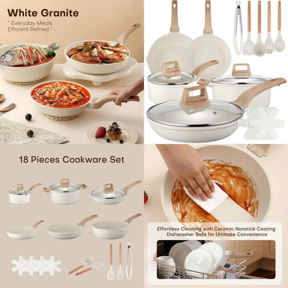 

Kitchen Essential: 18-Piece Nonstick Ceramic Cookware Set with Induction-Ready Frying Pans and Saucepans