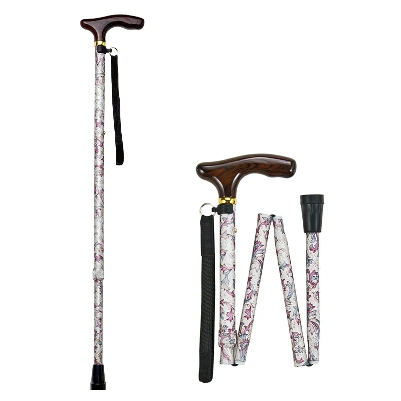 

Ultralight Aluminum Folding Cane, Non-Slip Portable Crutches with Maple Handle, Telescopic Walking Stick, Elderly Mobility Aid