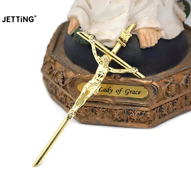 Gold Crucifix Wall Decor Handheld Metal Cross Blessing Sacred Crucifix Gift for Grandma Boys Baptism Gift 5.8*12cm