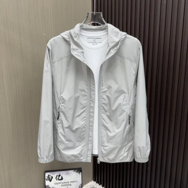 

Летняя мужская тонкая дышащая рубашка из ледяного шелка с воротником-стойкой, молодежная, прохладная, для активного отдыха, солнцезащитная одежда