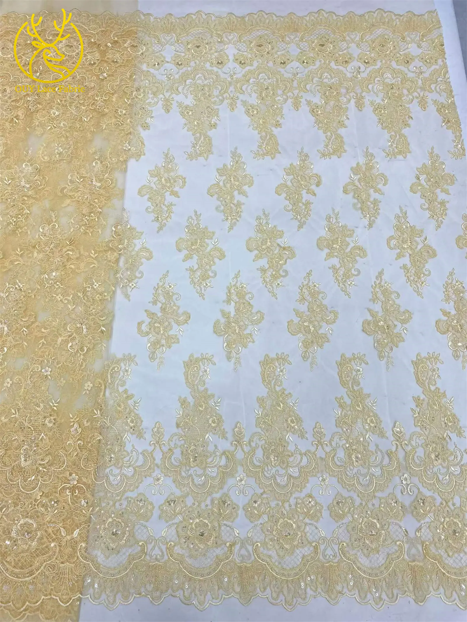 Neuer Stil Pailletten Perlen Stickerei Tüll Spitze Hochwertiger Französischer Netzstoff für 2026 Nigerianisches Braut-Abendkleid Nähen – Detail 9