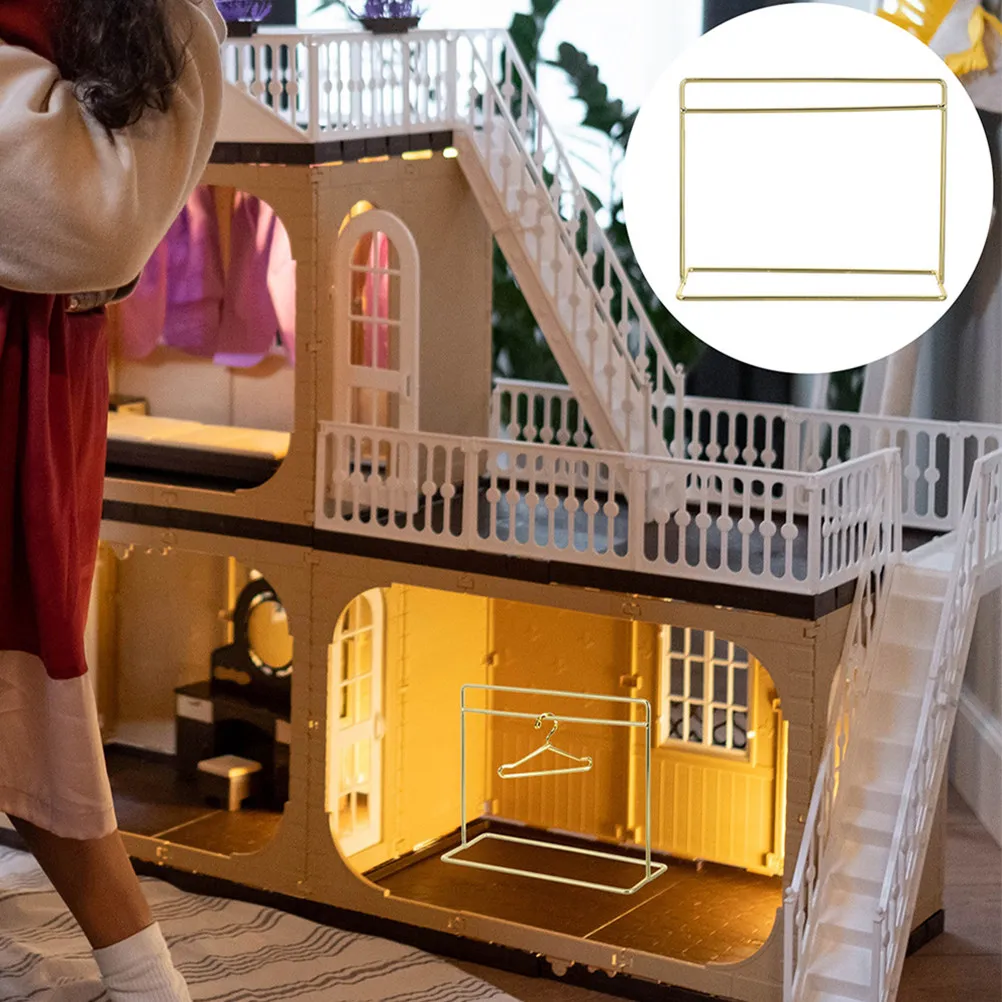 

Adorable Mini House Clothing Rack Premium Iron Material Smooth Surface Simple Use for Dollhouse Furniture Accessories and