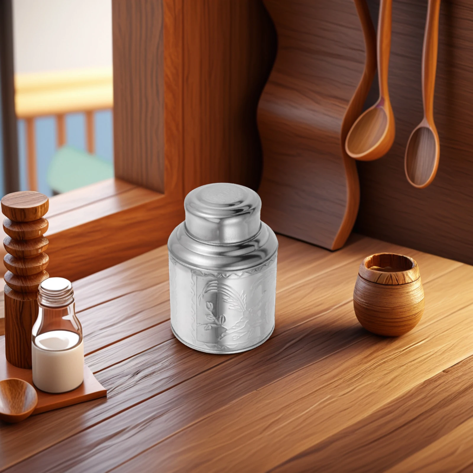 

Stainless Steel Tea Canister Airtight Portable Retro Sealing Jar Loose Leaf Tea Box Metal Container Storage