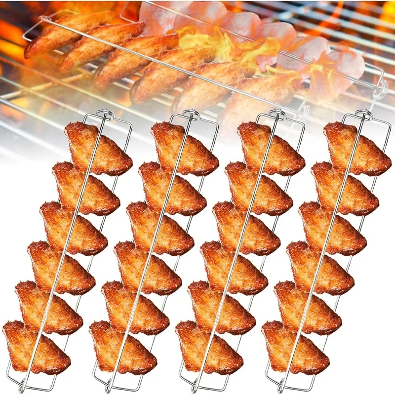 Chicken Wing BBQ Fork,Wing Rails for Grilling Chicken Wings,BBQ Grilling Tool Set for Outdoor Picnic Camping Barbecue for Home