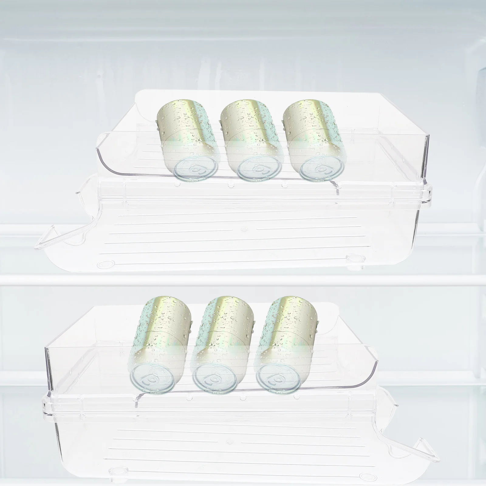 

Transparent Refrigerator Drink Rack Large Capacity Rolling Dispenser Carbonated Beverage Can Storage Fridge Organizer Drink