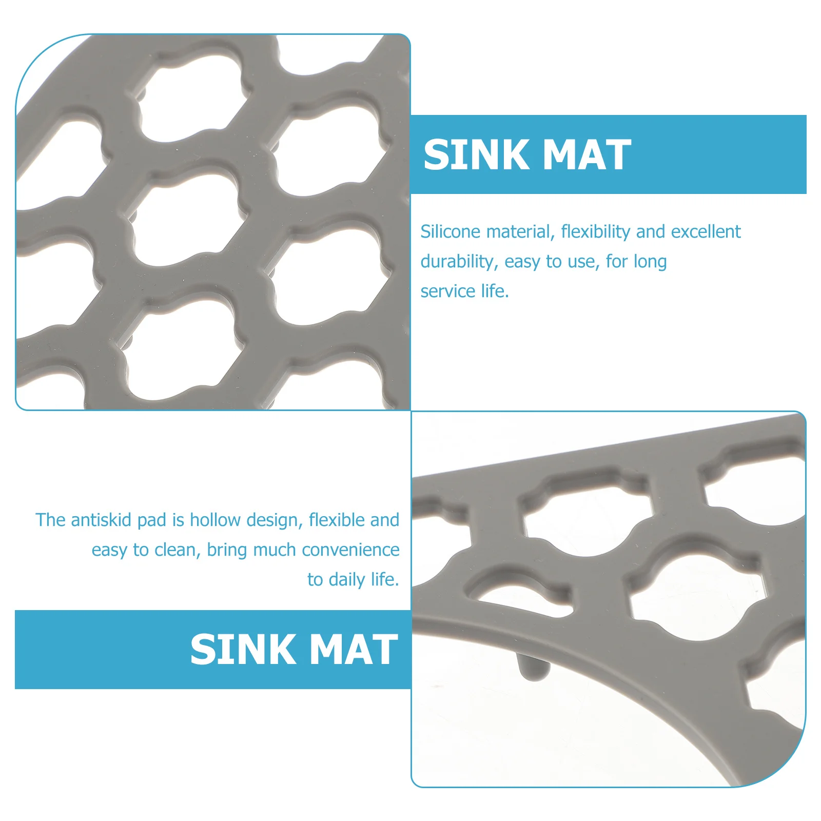 

Silicone Sink Mat Hollow Design Non-Slip Drain Pad Heat Insulation Anti-Fall Protector For Kitchen Basin Antiskid Cushion