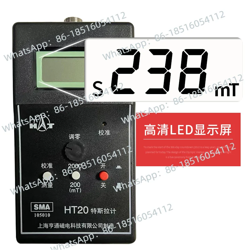 HT20 Magnet Permanen Tesla Meter HT201 Penguji Permukaan Digital Genggam