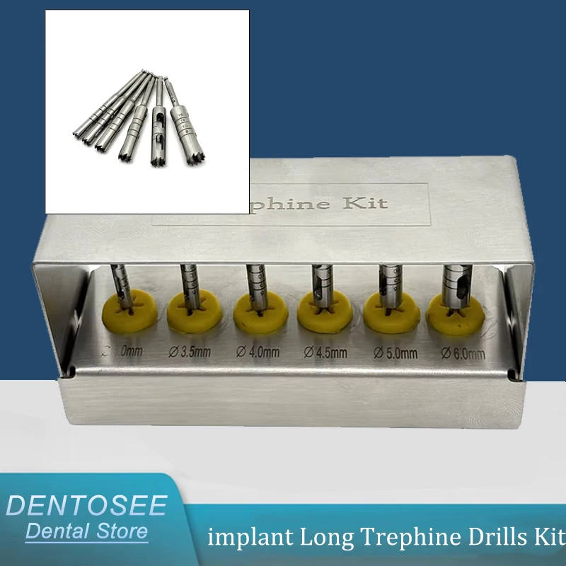 

6 шт. сверла для имплантатов, стоматологические инструменты, инструменты для зубных имплантатов, набор сверл для имплантатов, длинные сверла для трепання, хирургические инструменты