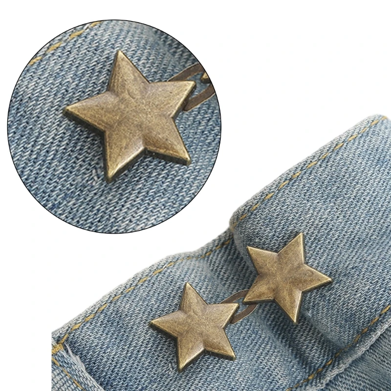 652F Star Tighten Waist Button Pin No Sew Waist Buttons Jean Button Pins Adjustable Waist Buckle Instant Button Pant Pin