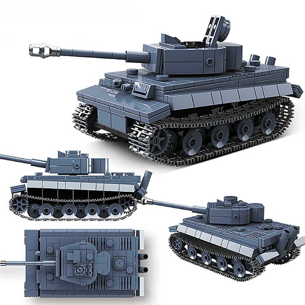 War Track Tank Panzer Tiger I Heavy Tank Panzerkampfwagen VI Ausf. E Building Blocks World War Figures Bricks Model Toys Gifts