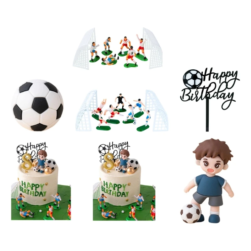 زينة فريدة لكعكة كرة القدم للأولاد بحجم 10 سم مثالية لتعزيز موضوعات الحفلات والجاذبية البصرية