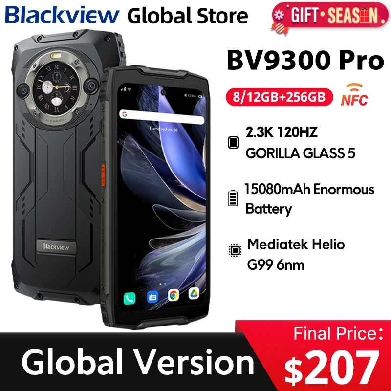 Blackview BV9300 Pro Rugged Phone  6.7\'\' 120Hz Display 12GB 256GB Smartphone With Dual Screen 15080mAh 64MP Android 14 Cellphone