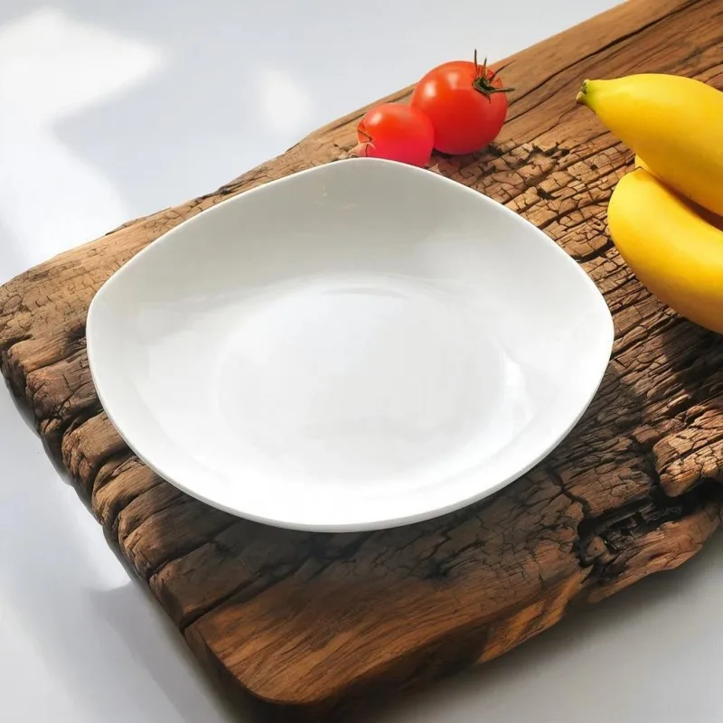 7 inch, plain white bone china  square dinner plates, porcelain rectangular dish, white crockery cake candy plates,