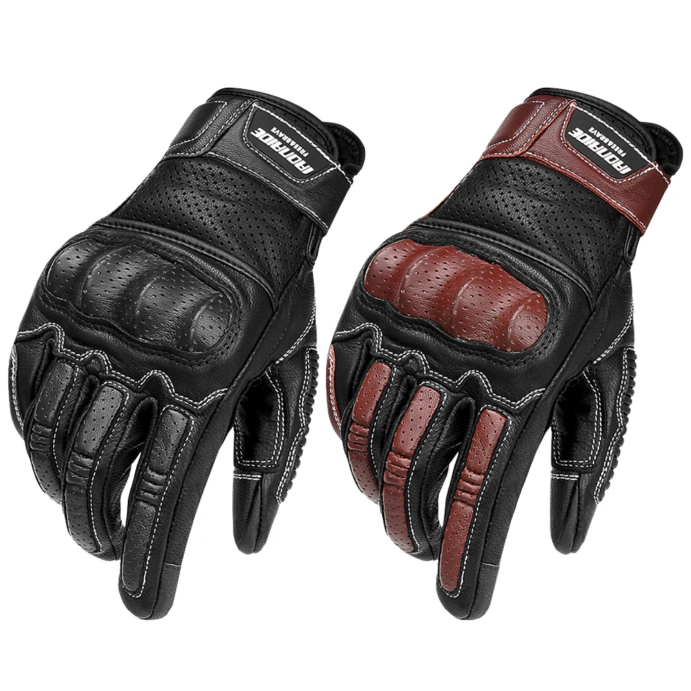 

Мотоциклетные перчатки для бездорожья, мотогонки, перчатки для защиты от падения и столкновений, кожаные дышащие перчатки в стиле ретро с сенсорным экраном