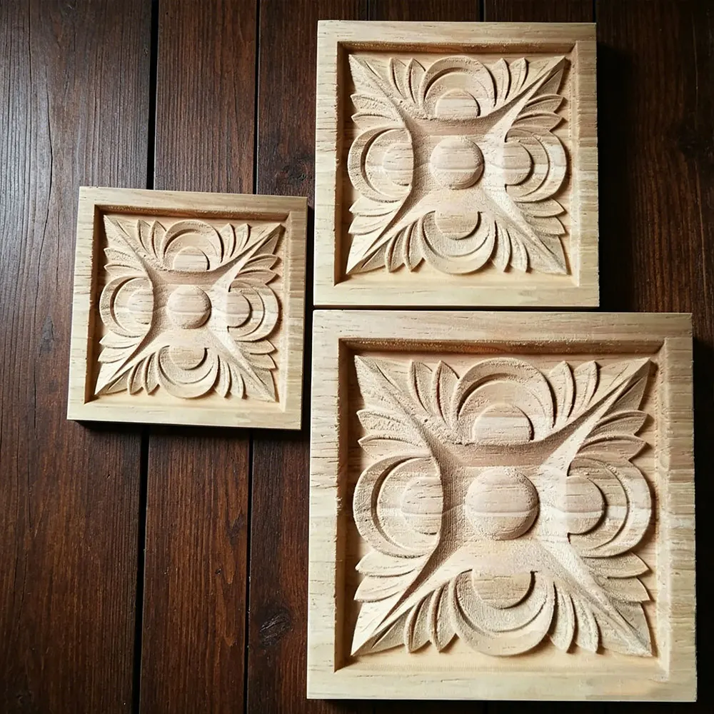 

10PCS 10cm Vintage Unpainted Wood Carved Decal Corner Applique Frame for Home Wall Cabinet Door Decor Wooden Miniature Craft
