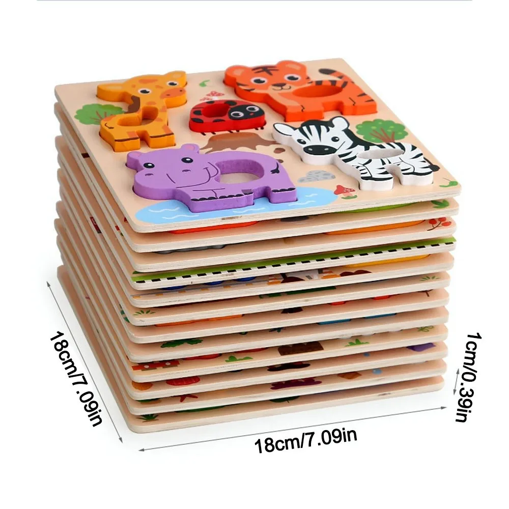 ألغاز خشبية ثلاثية الأبعاد جديدة من سلسلة الحيوانات اللطيفة، ألعاب ذكاء آمنة ومحمولة، أحجية إدراكية للأطفال