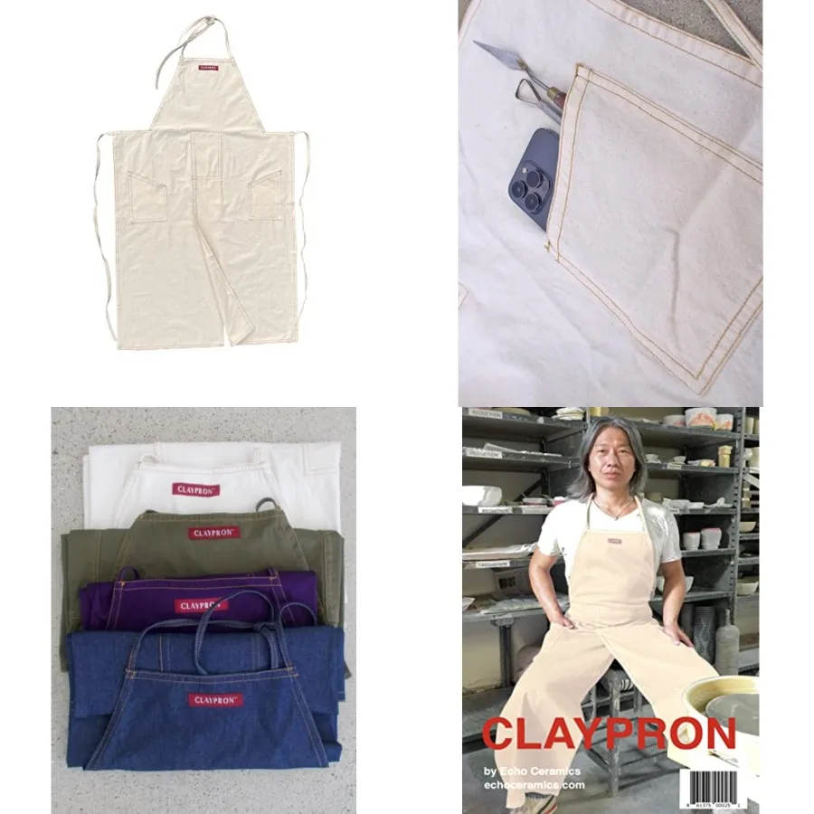 

the original split overlapped apron for ceramics, arts, and chefs, SHORTER VERSION - 43.5 Inch long