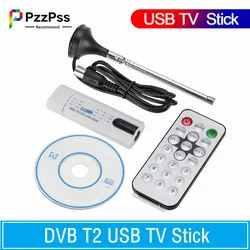 PzzPss Digital satellite DVB T2 USB TV Stick Tuner With Antenna Remote HD USB TV Receiver DVB-T2/DVB-T/DVB-C/FM/DAB USB TV Stick