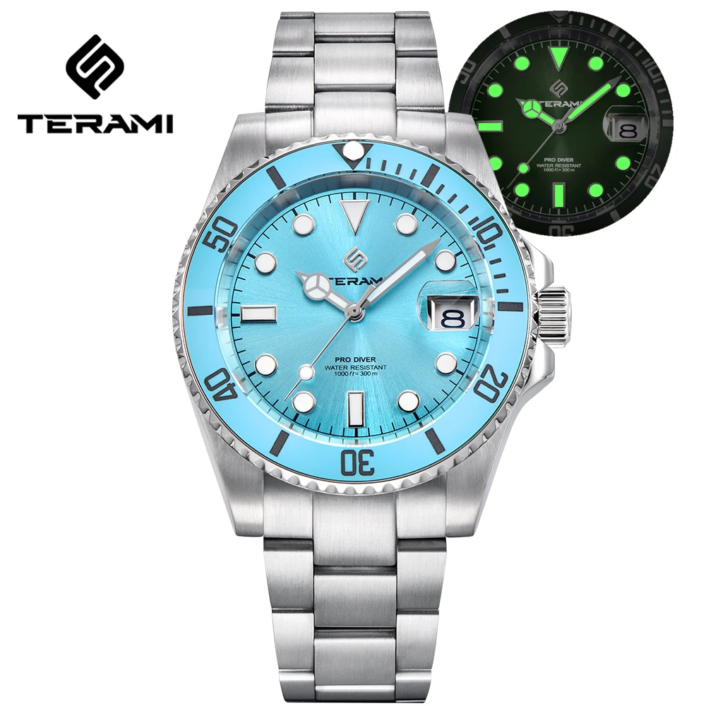 TERAMI 2024 New Diving Watch Luxury NH35 Automatic Movement Machinery Watches 316L Sapphire Glass Ceramic Bezel 30Bar Wristwatch