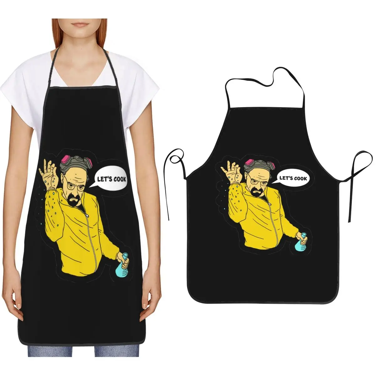 

Lets Cook Apron Chef Cooking Cuisine Tablier Waterproof Bib Kitchen Cleaning Pinafore for Women Men Painting