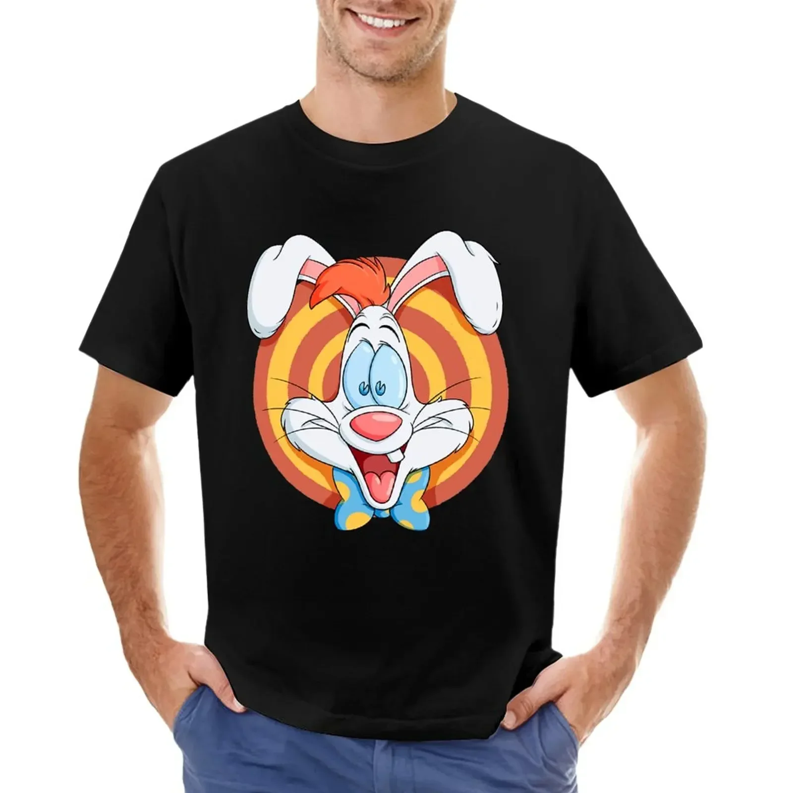 New fashion heavyweight vintage Summer Round Collar Roger Rabbit T-Shirt quick ying new edition kawaii clothes mens t shirt