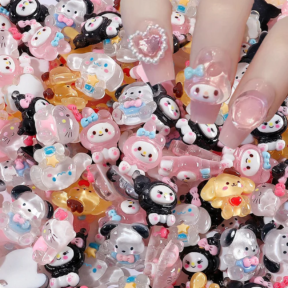 70/50/20PCS Leuke Hars Kuromi Nagel Onderdelen 3D Kawaii Kitty Cartoon Onderdelen Sieraden Druk op nagels Nagel Charme voor Nail Art Accessorie