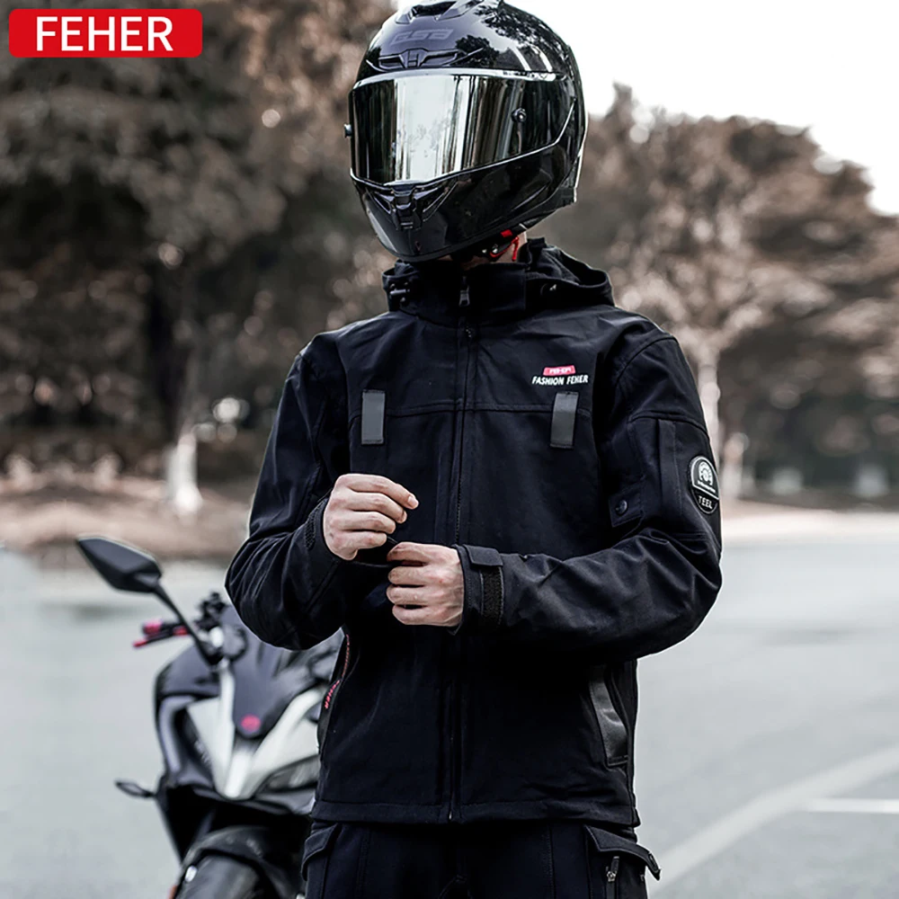 FEHER Motorcycle Jacket Breathable Reflective Cycling Clothing Men Women Motocross Jaquete CE Protective Equipment Size S-7XL