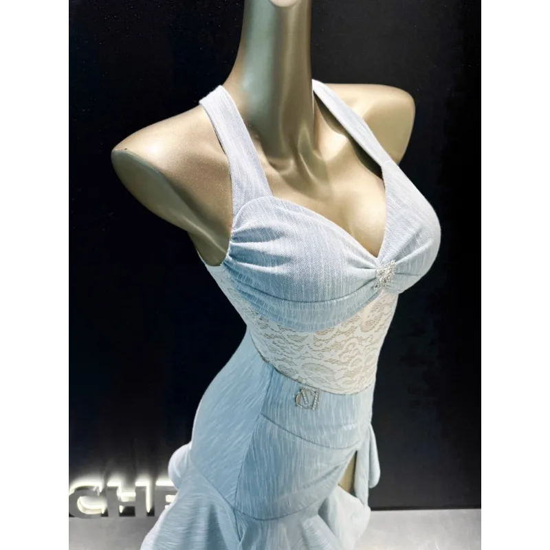 Robe de danse latine personnalisée, tenue d'entraînement haut de gamme, grande jupe professionnelle pour femmes adultes, nouvelle collection