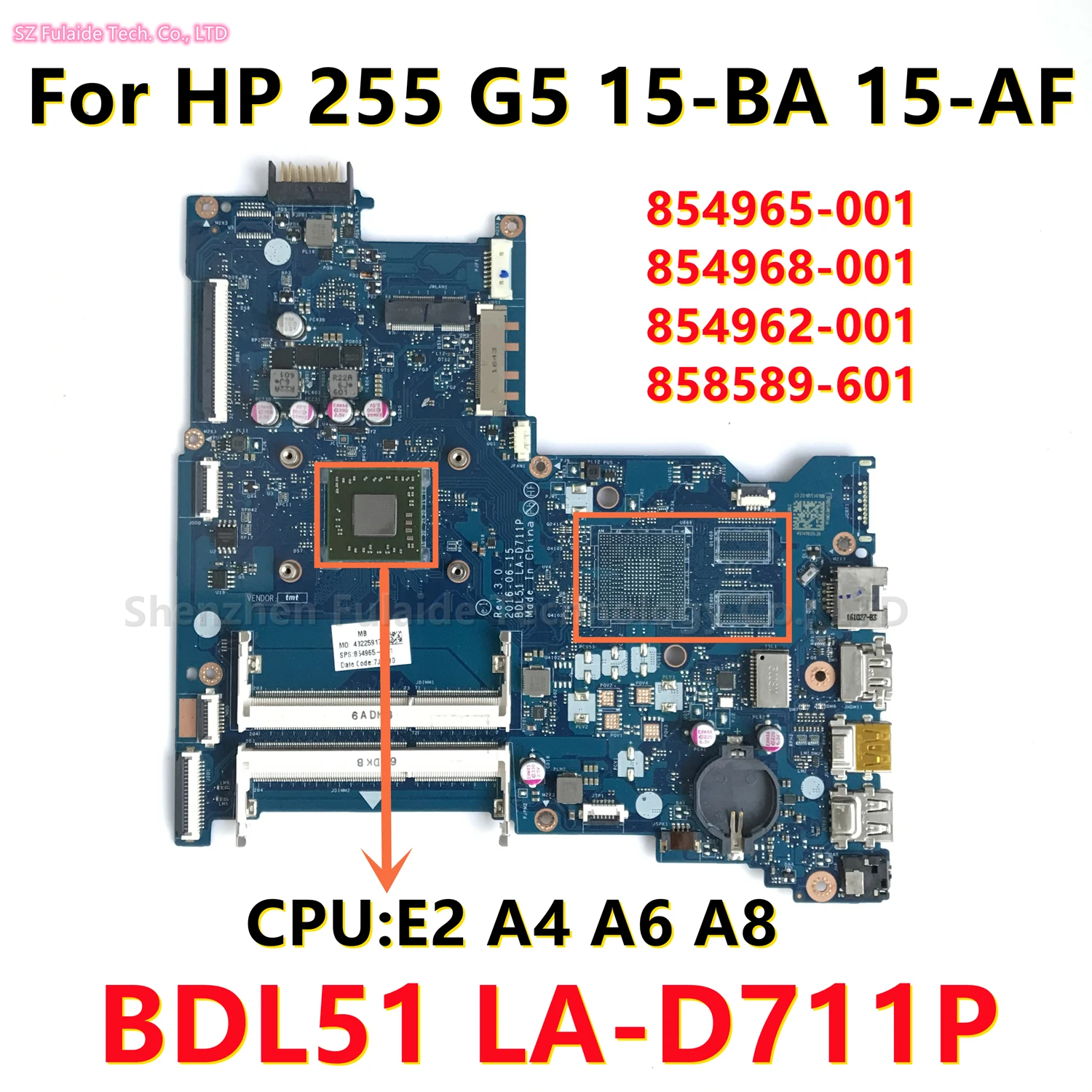 

854962-601 854965-001 854968-001 858589-601 Keyboard for HP 255 G5 15-BA 15-AF Motherboard BDL51 LA-D711P With E2 A4 A6 A8 CPU