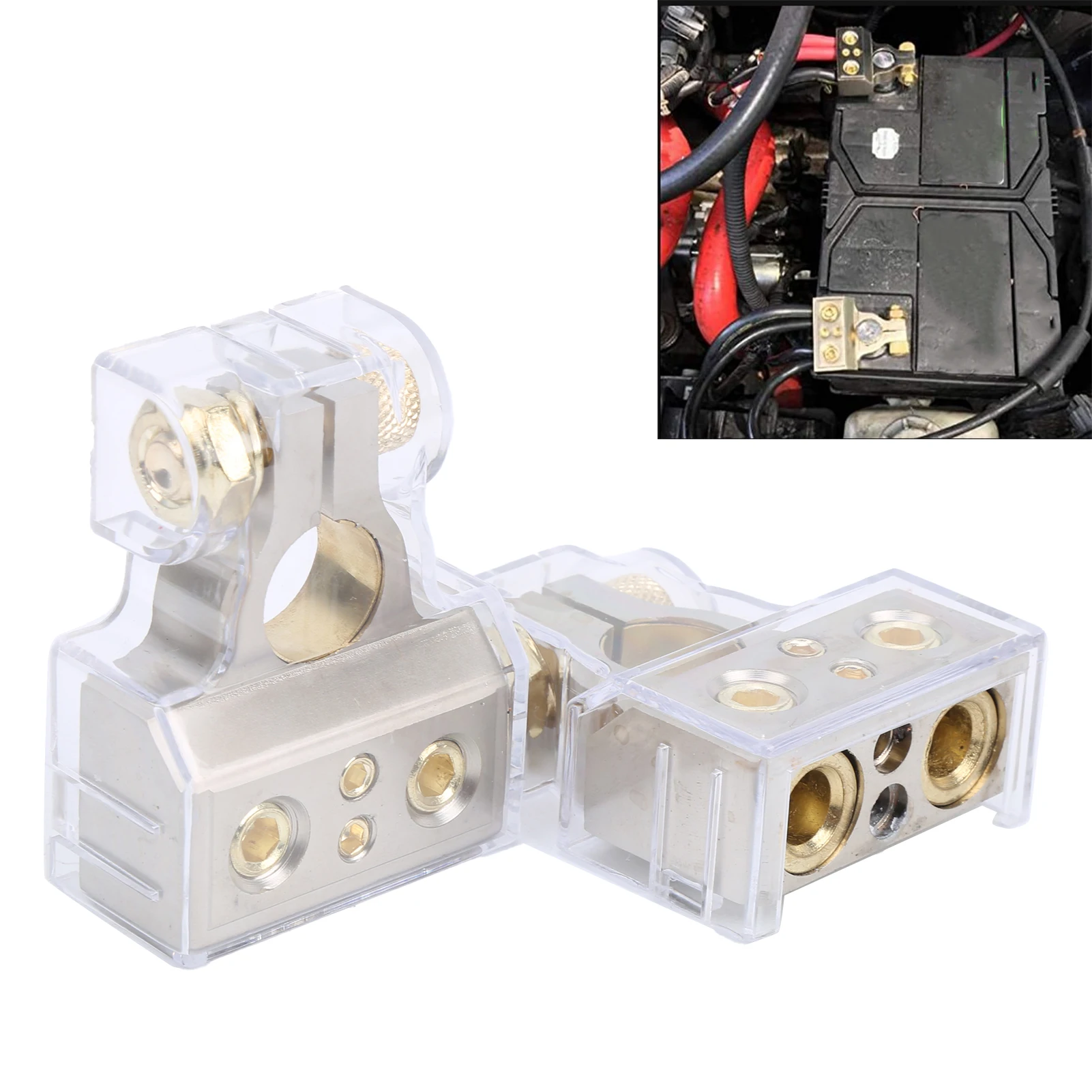 Car Battery Terminal Connector Pair Battery Terminal Connector Negative and Positive 0/4/8/10 AWG for Car Boat Truck Motorcycle