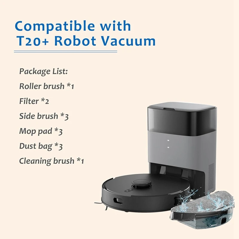 AB43-para Airrobo T20 + Robot aspirador Cepillo Lateral principal filtro Hepa paño de mopa bolsas de polvo Kit de accesorios de repuesto