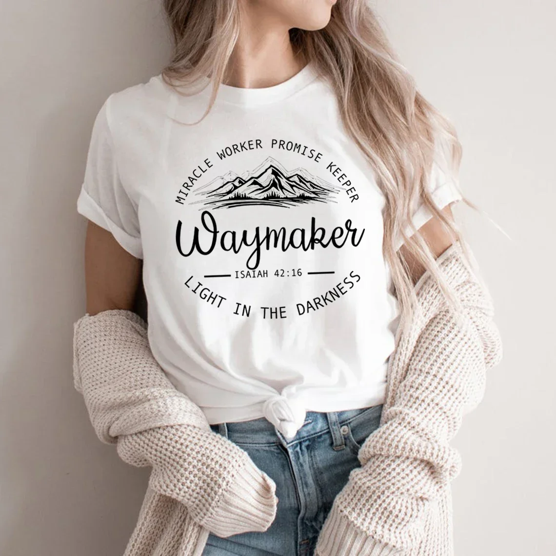 

Waymaker Women T Shirt Christian Tees Religious Faith T-shirt Jesus Clothing Unisex Graphic T Shirts Summer Short Sleeve Tops