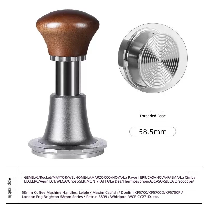 Hero Coffee Tamper Constant Pressure Spring Return For Espresso Machine Wooden Handle Stainless Steel Base Home Coffee Barista