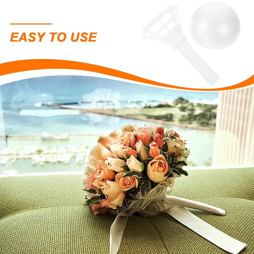 

3Sets Foam Flower Holder Durable Wedding Bridal Bouquet Handle DIY Floral Support DIY Bridal Flower Holder Desktop Bouquet Stand