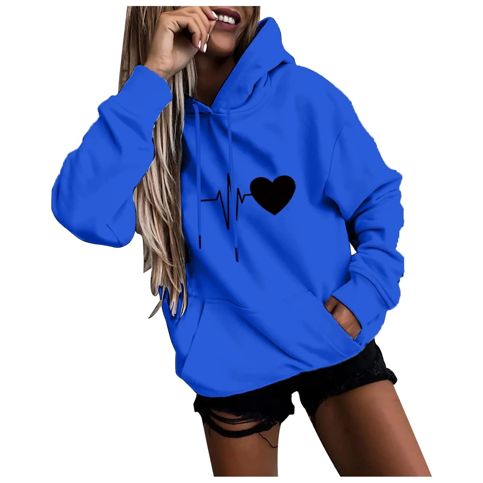 Women\'s Hoodies Tops Long Sleeve Sports blouse Spring Fashion fun Print Sweatshirts Solid Casual Loose Hooded Sweatshirt