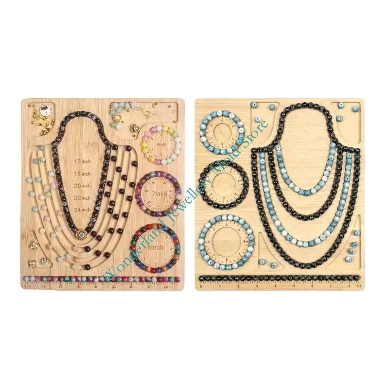 Wooden Jewelry Beading Board for Bracelet and Necklace Layout, Natural Bead Sorting Tray with Grooves for DIY Makers