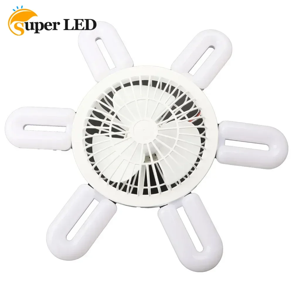 

60W E27 Screw Mouth Fan Light Intelligent Remote Control Ceiling Fan Living Room Bedroom Dining Room Bathroom Ceiling Fan Light