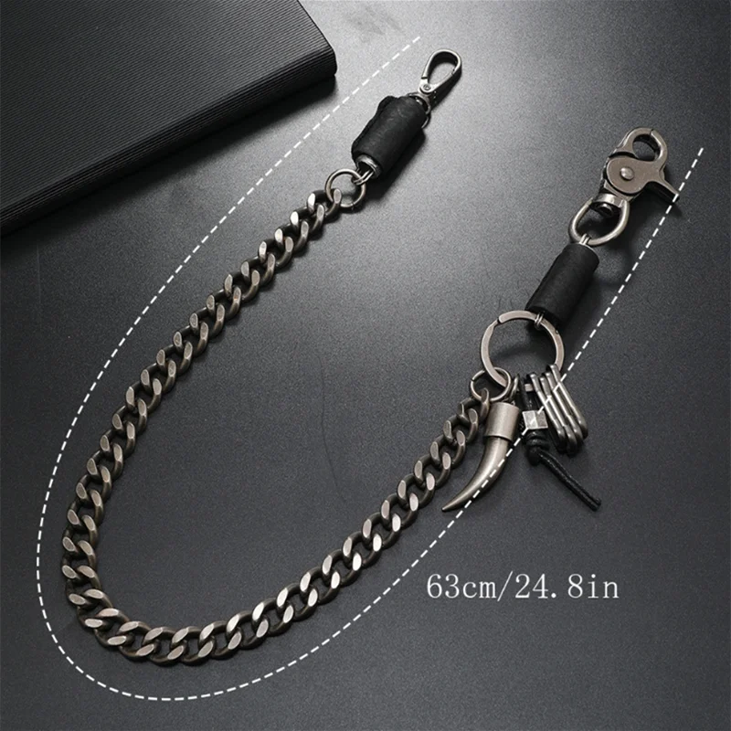 Belt Waist Chain 2 Lines Punk Jean Adjustable Hip-hop Metal Chain Boy Clothing Accessories Men's Skull Head Metal Chains Casual