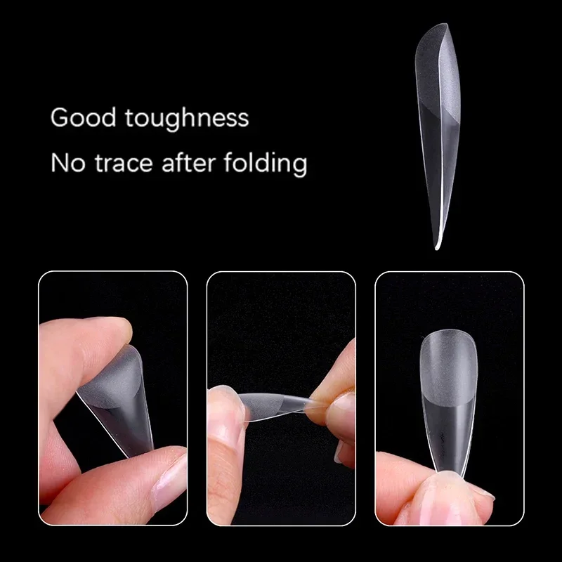 Coffin Ballerina Shape 100 Pieces No-Trace, Tracless Acrylic Nails Thin Matte False Nail Tips 10 Sizes  Full Cover Nail Tips